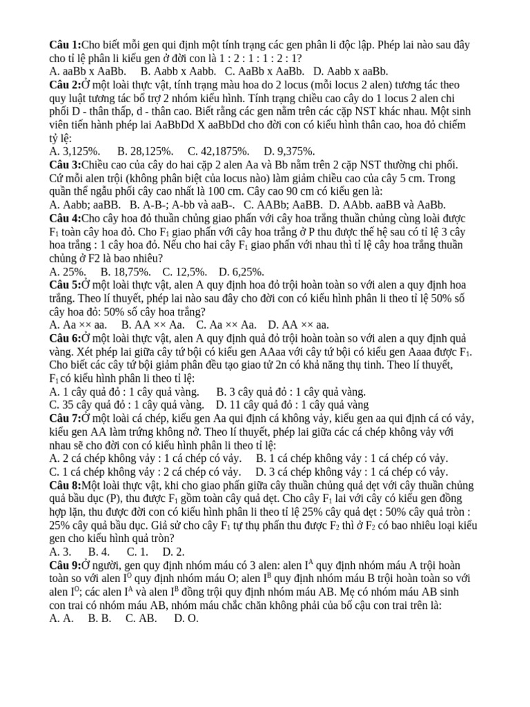 Quy Luật Phân Li Và Phân Li Độc Lập | PDF
