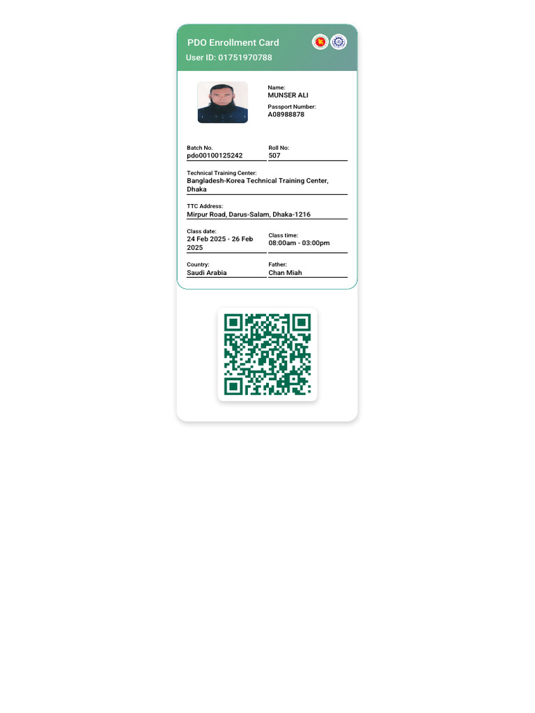 Enrollment Card 3836252-1 | PDF