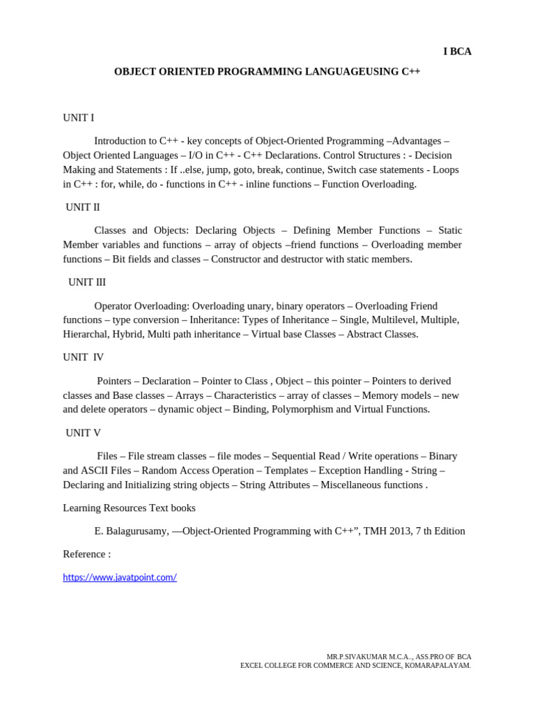 C++ Object-Oriented Programming Guide | PDF | C++ | Class (Computer ...