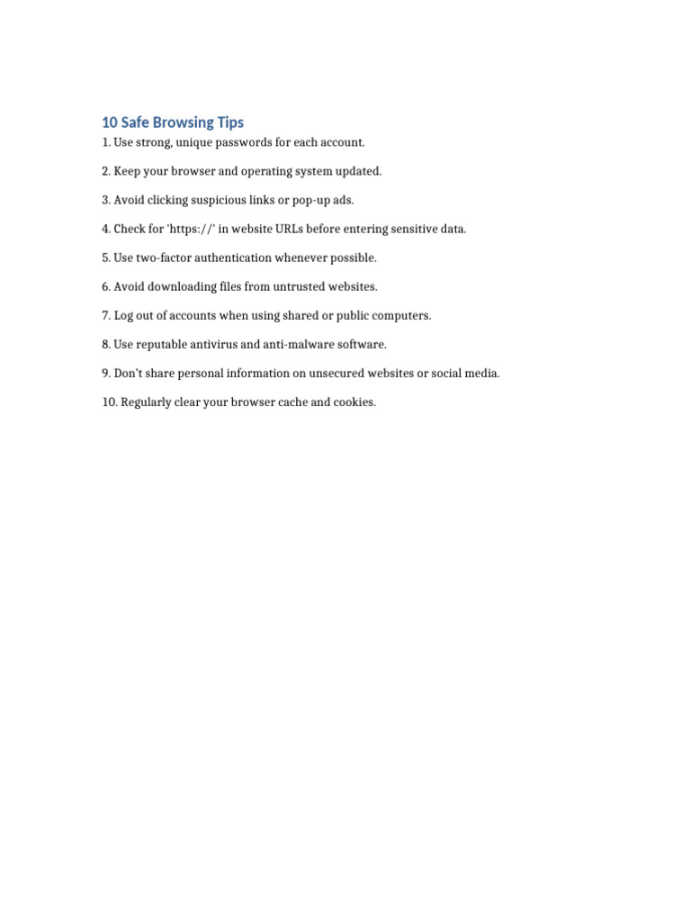 10 Essential Safe Browsing Tips | PDF