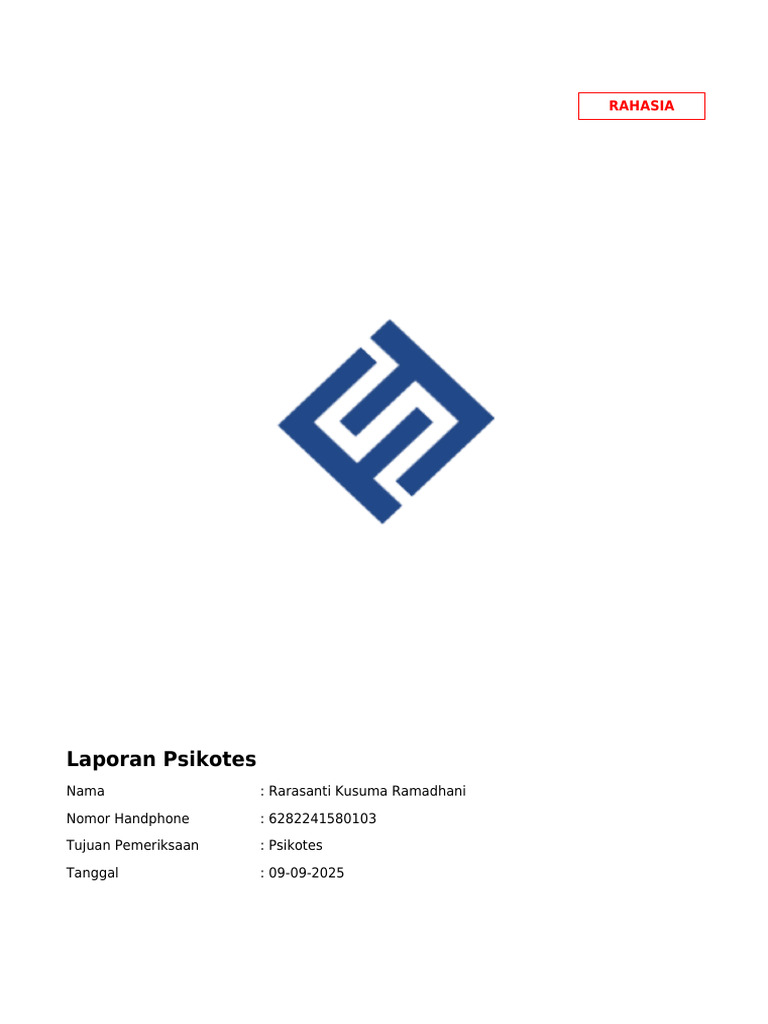 Laporan Psikotes Rarasanti 2025 | PDF