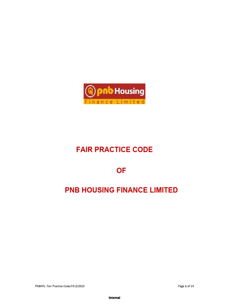 PNB Housing Finance Fair Practice Code 2023 | PDF | Loans | Interest