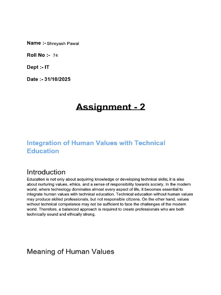 UHV Assignment 2 | PDF