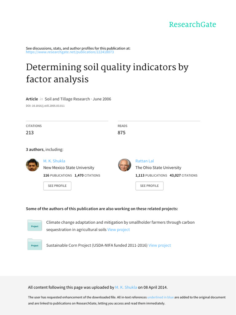 Soil Quality Indicators via Factor Analysis | PDF | Soil | Porosity