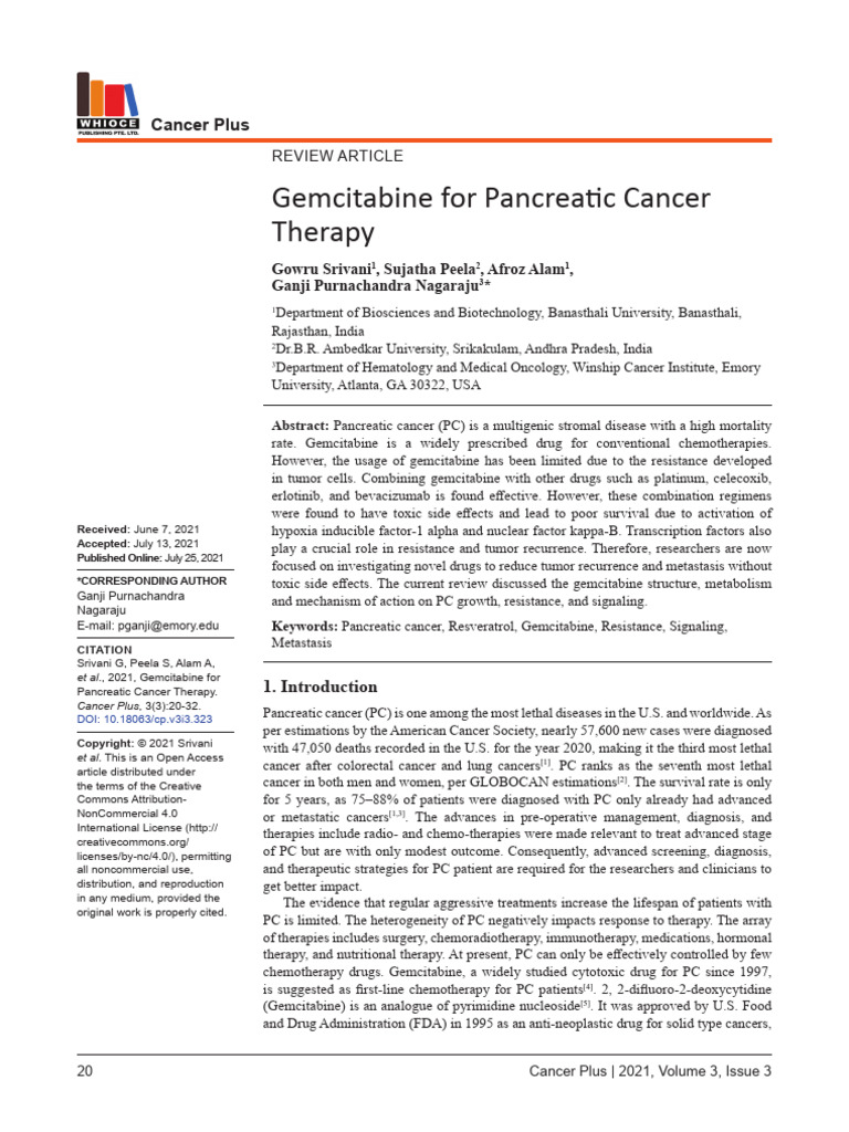 Gemcitabine For Pancreatic Cancer Therapy | PDF | Downregulation And ...