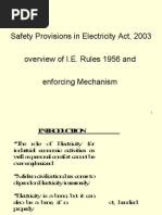 Safety Provisions in Electricity Act, 2003 Overview of I.E. Rules 1956 and Enforcing Mechanism