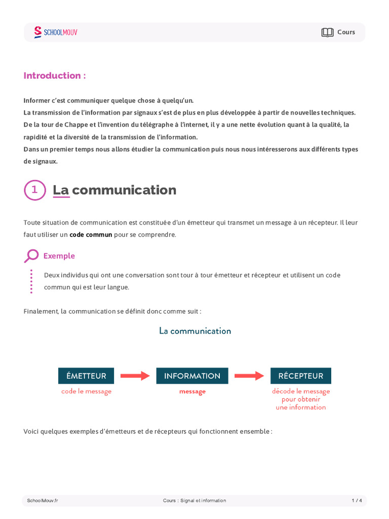 Communication et transmission des signaux | PDF | Lumière | Informations