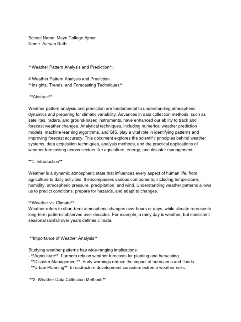 Weather Pattern Analysis & Prediction Guide | PDF | Weather Forecasting ...