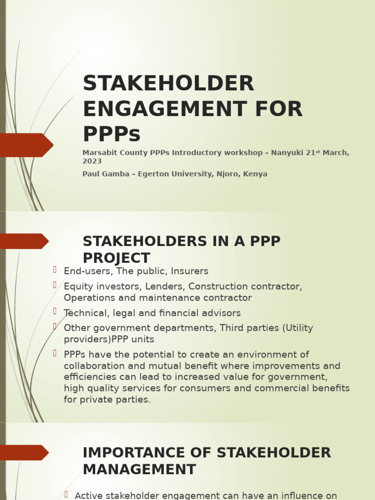 Stakeholder Engagement in PPPs Guide | PDF | Public–Private Partnership ...
