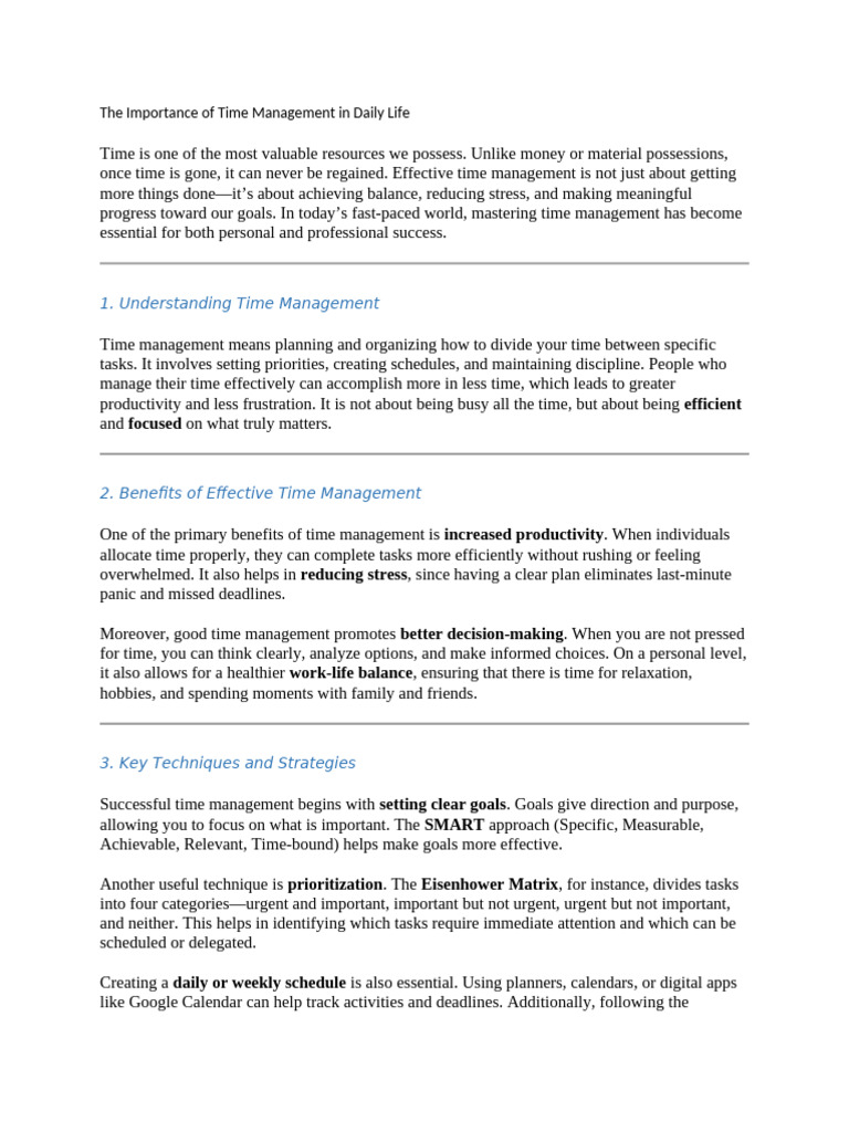 Mastering Time Management for Success | PDF | Time Management ...