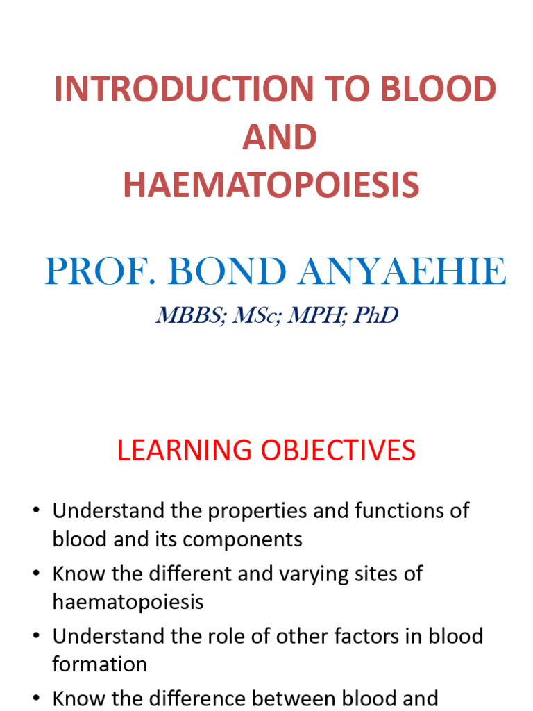 Blood and Haematopoiesis Overview | PDF | Haematopoiesis | Cells