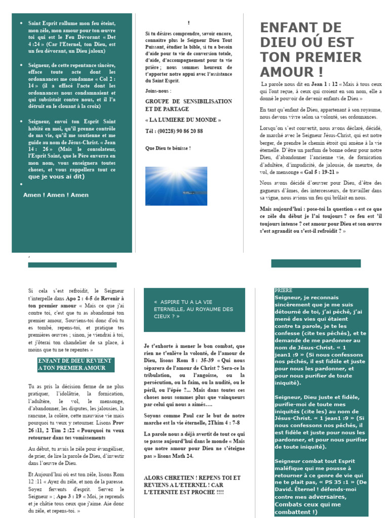 Retour au Premier Amour en Christ | PDF | Dieu | Doctrines et croyances ...