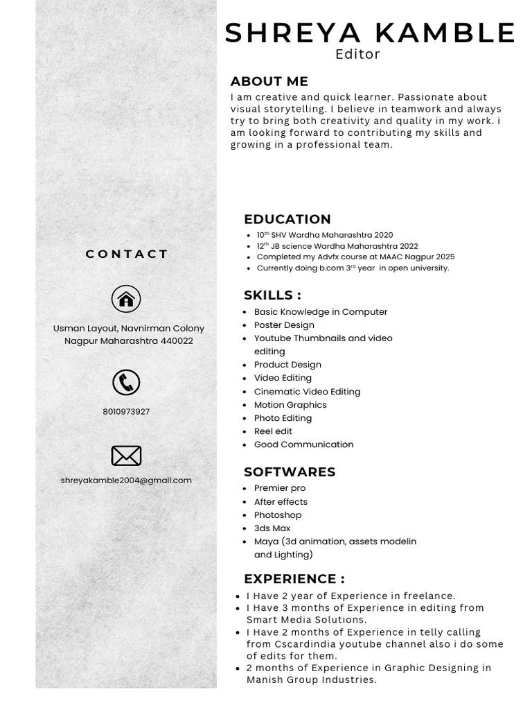 Shreya Kamble CV - Compressed | PDF | Design | Digital Technology