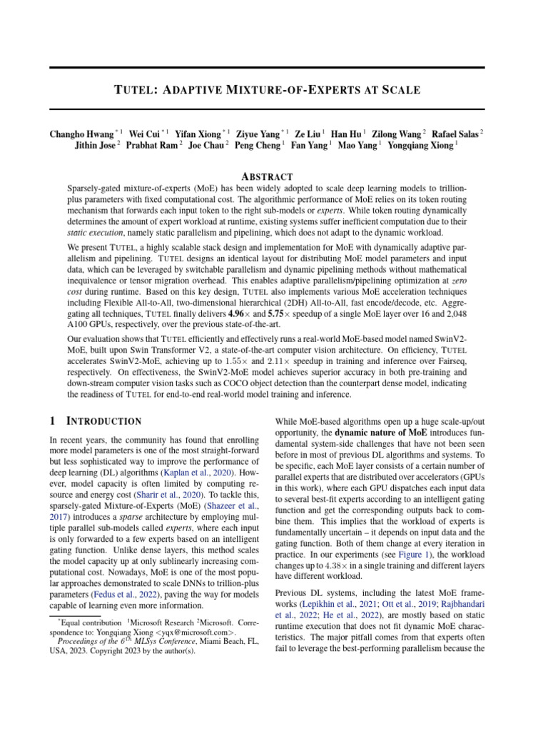 TUTEL: Scalable MoE System Overview | PDF | Parallel Computing | Deep ...