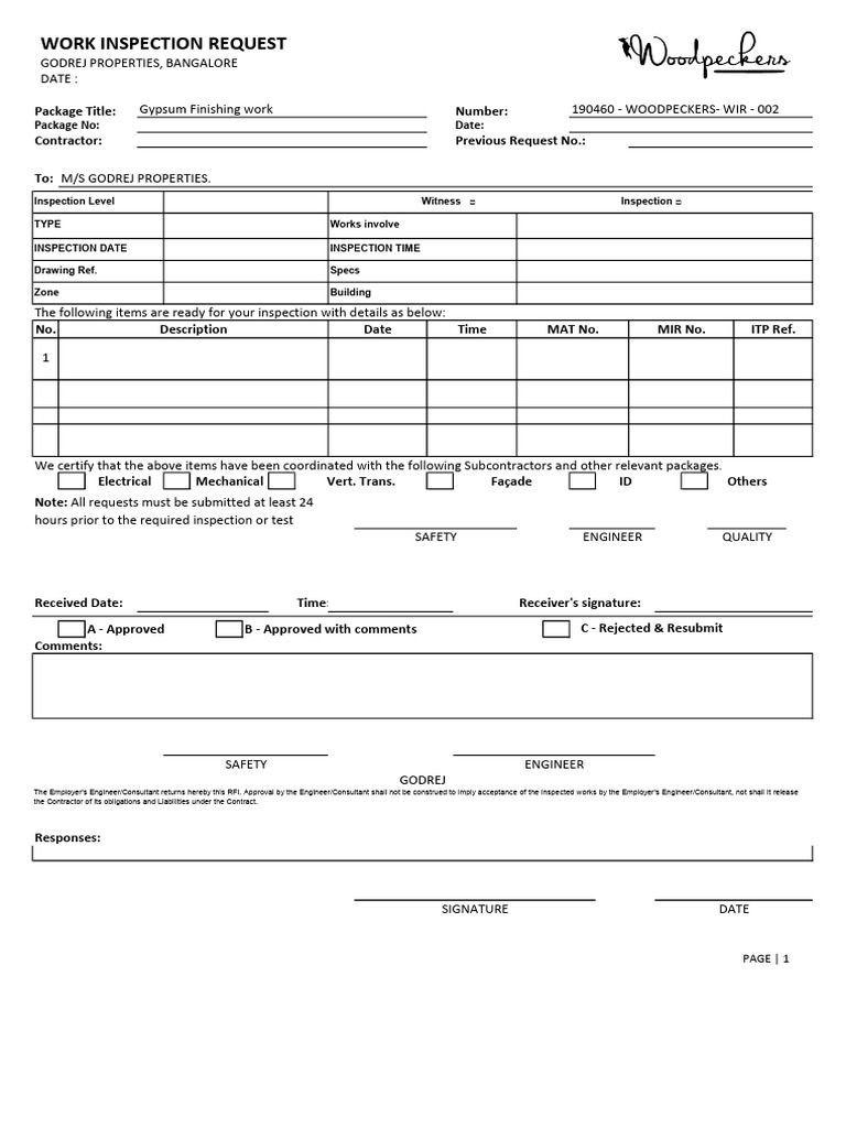 Work Inspection Request | PDF | Private Law