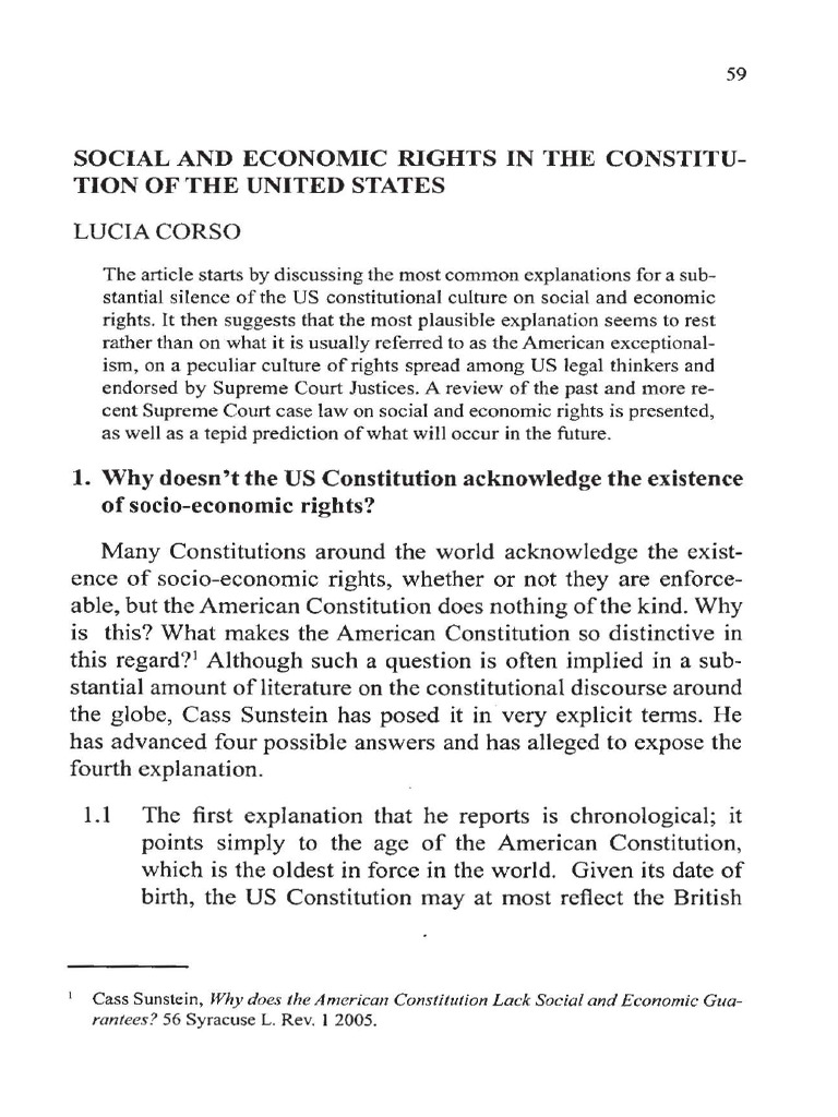 Social and Economic Rights in The Constitution of The United States ...