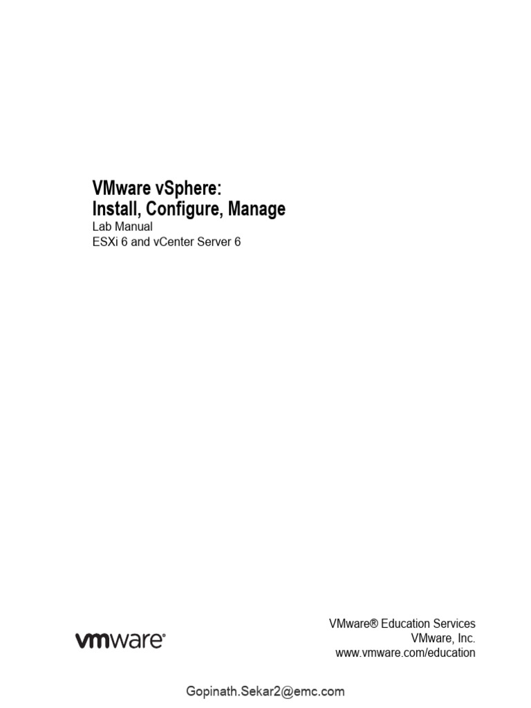 VMware vSphere 6 Lab Manual | PDF | Domain Name System | Virtual Machine