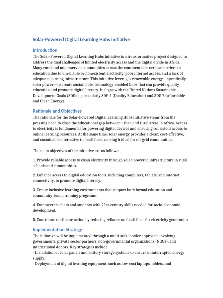 Solar-Powered Learning Hubs in Africa | PDF | Sustainable Energy ...