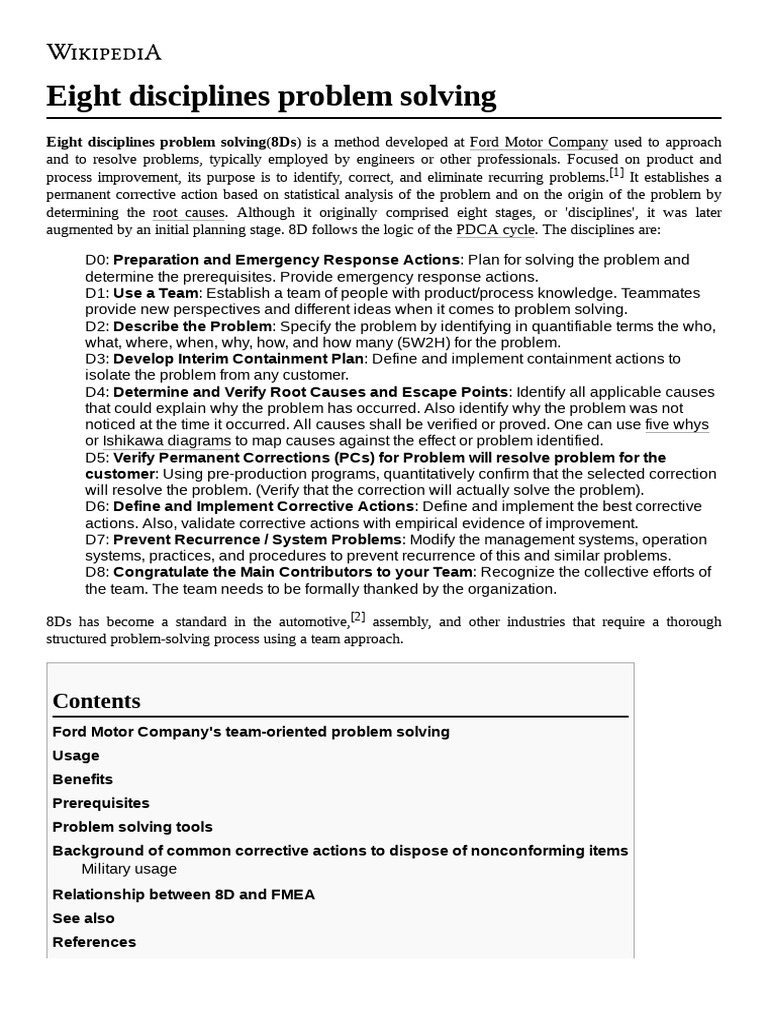 8D Problem Solving Method Explained | PDF