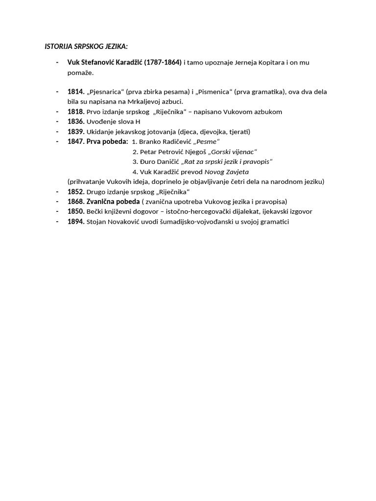 Istorija Srpskog Jezika | PDF