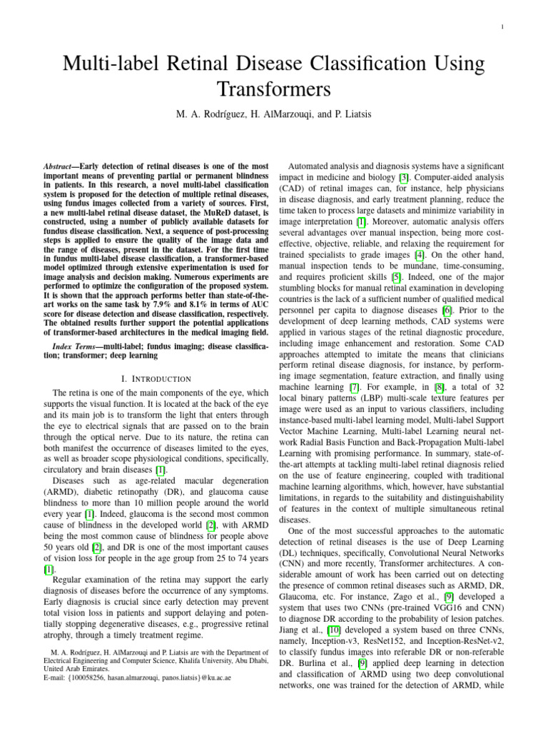 Multi-Label Retinal Disease Detection | PDF | Retina | Deep Learning