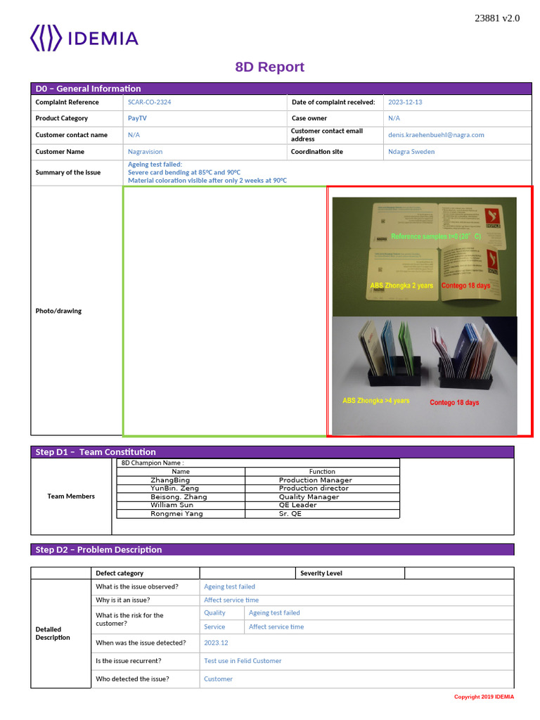 8D SCAR CO 2324 Ageing Test Failed _R3 | PDF