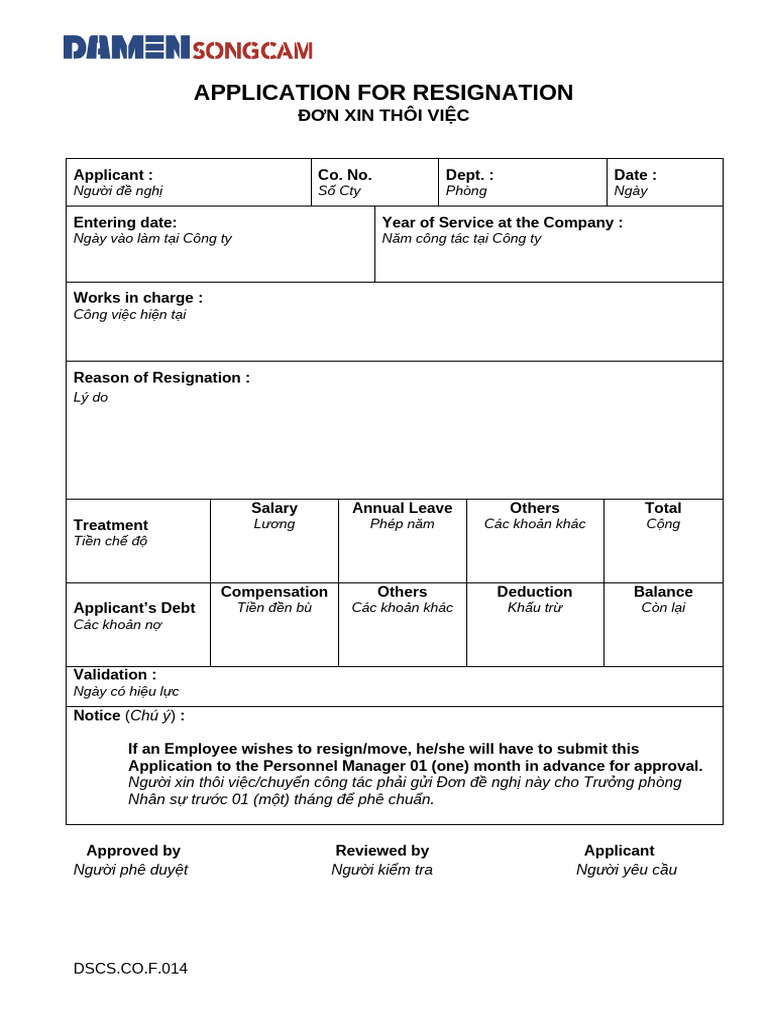 Application For Resignation | PDF