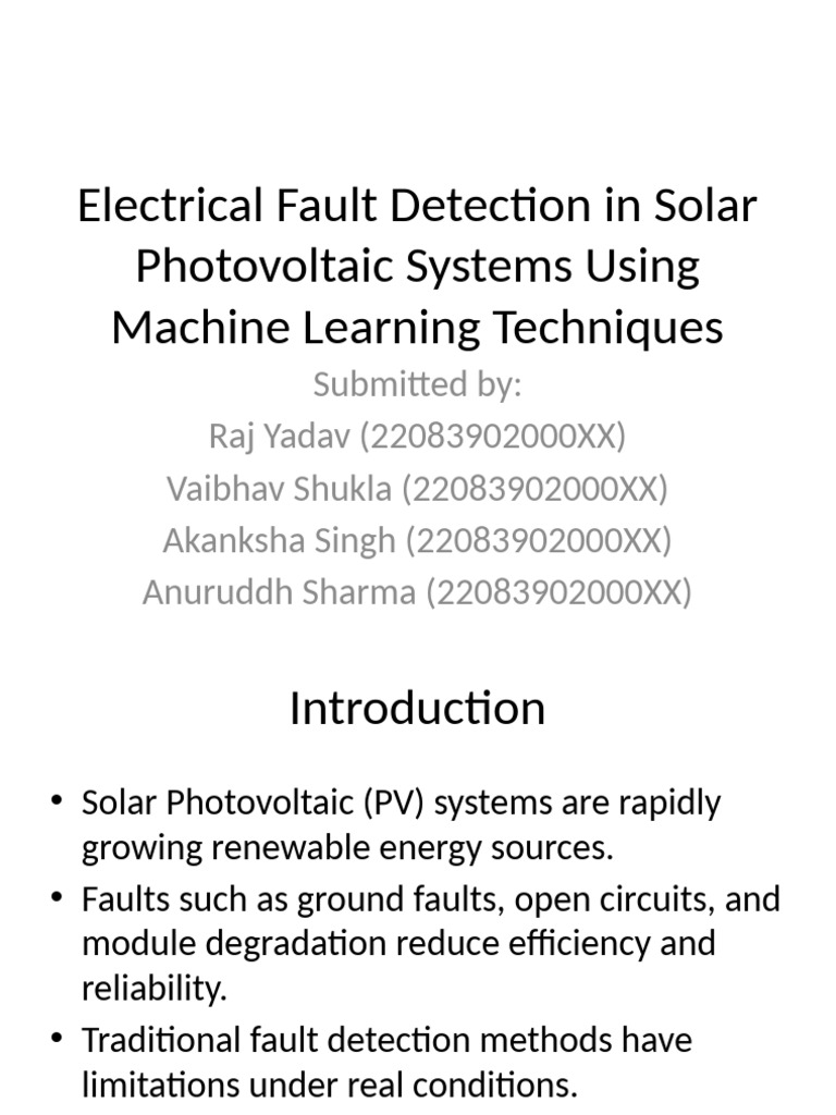 Machine Learning for Solar Fault Detection | PDF | Photovoltaic System ...