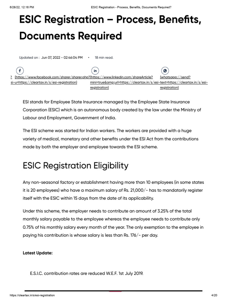 ESIC Registration: Process and Benefits | PDF | Economies | Business