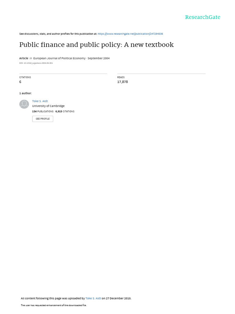 Public Finance and Policy Overview | PDF | Redistribution Of Income And ...