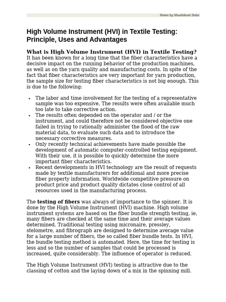 High Volume Instrument in Textile Testing | PDF | Textiles | Weaving