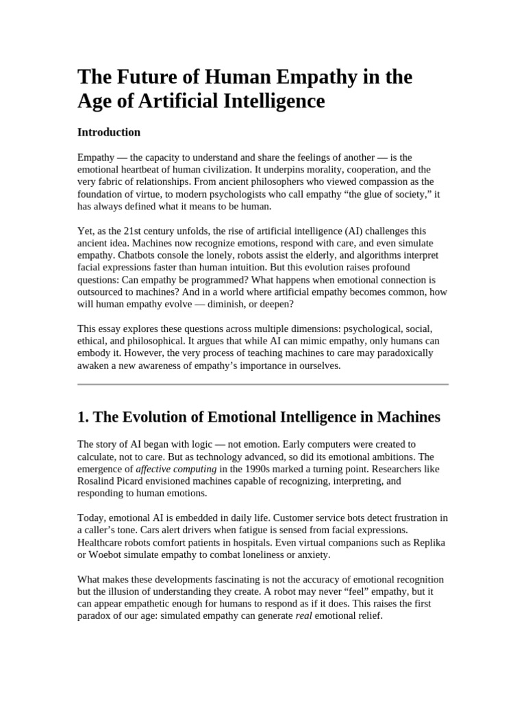 The Future of Human Empathy in The Age of Artificial Intelligence | PDF ...