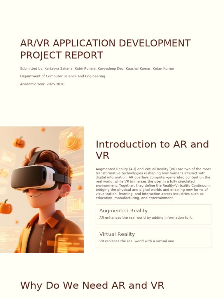 Arvr Application Development Project Report | PDF | Augmented Reality ...