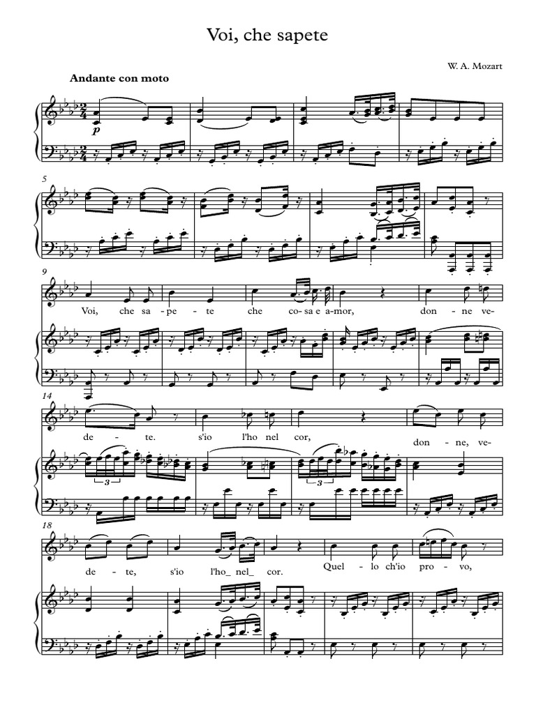Voi, che sapete - W. A. Mozart | PDF