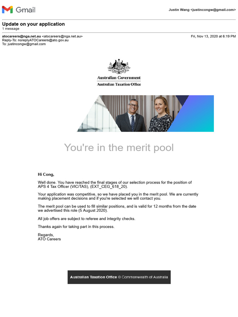 ATO Merit Pool Application Update | PDF