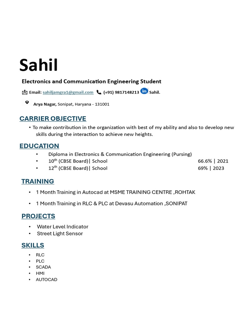 Electronics Engineering Student Profile | PDF