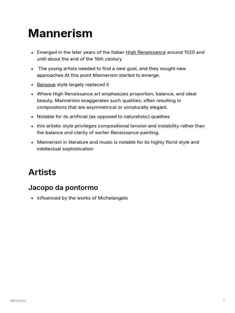 Mannerism | PDF | Style | Paintings