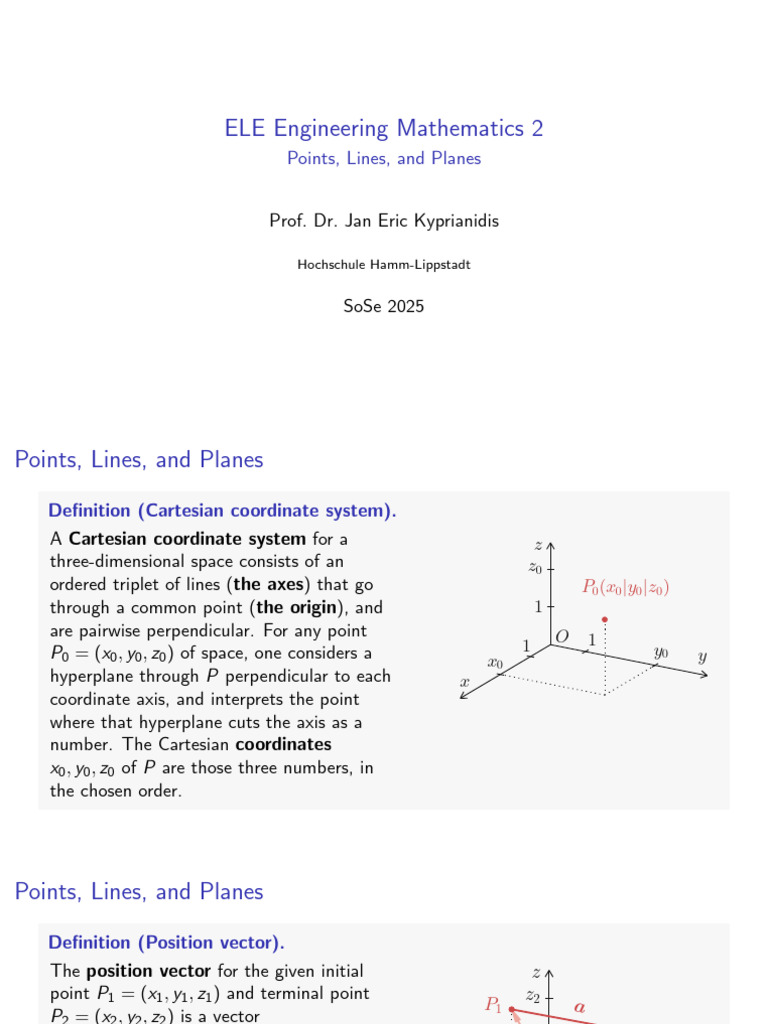 ele-math2-s25-v03 | PDF | Cartesian Coordinate System | Line (Geometry)
