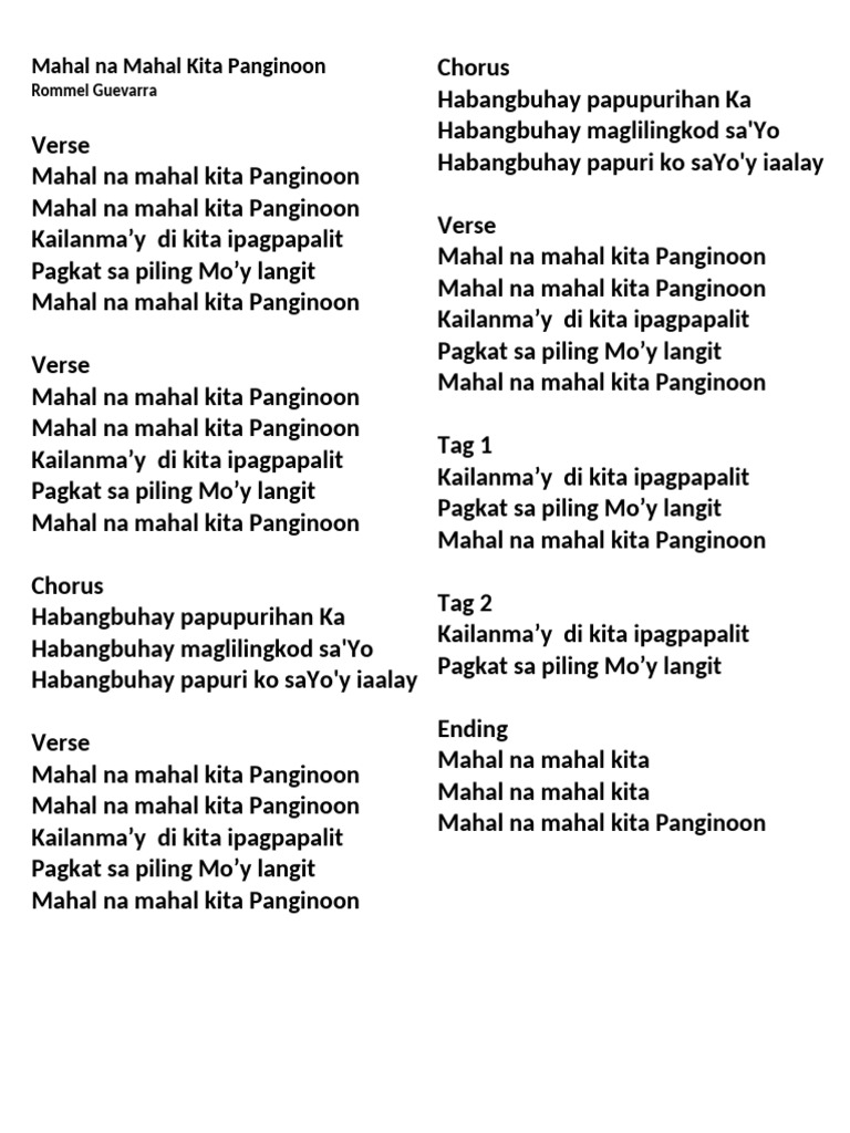 Mahal Na Mahal Kita Panginoon - Rommel Guevarra | PDF
