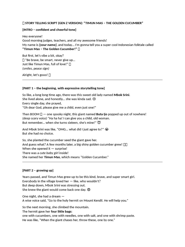 ? Story Telling Script | PDF
