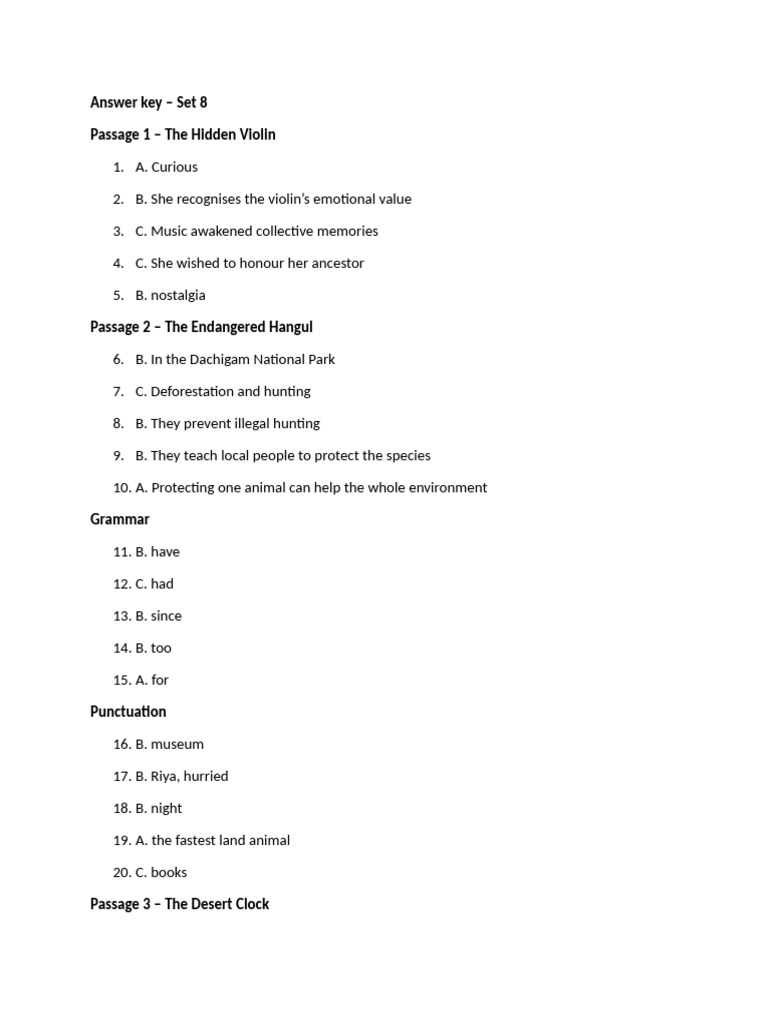 Answer Key for Set 8 Exercises | PDF