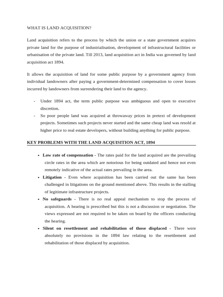 What Is Land Acquisition | PDF | Government | Justice