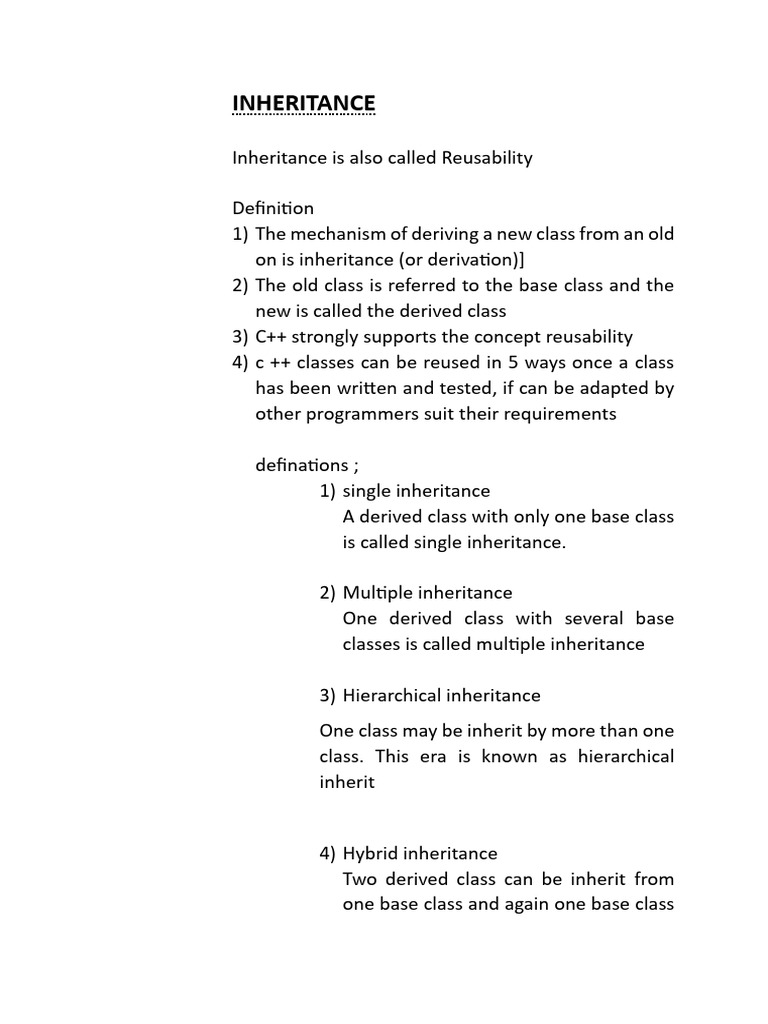C++ Inheritance Types Explained | PDF | Inheritance (Object Oriented ...