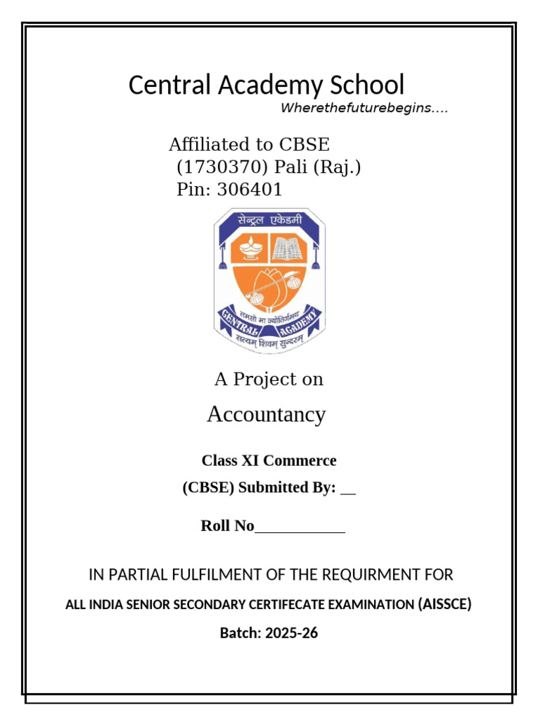 Accountancy Project for Class XI CBSE | PDF