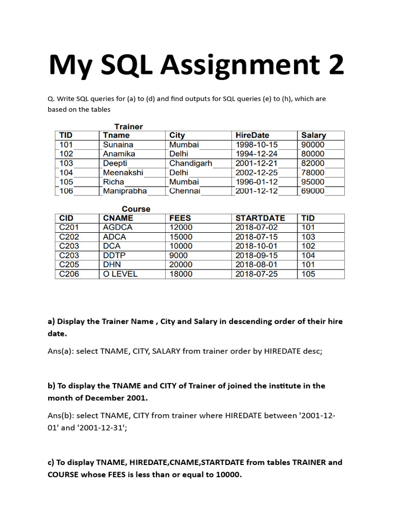 MYSQL Assignment 2 | PDF