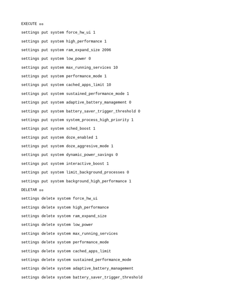 Android System Performance Settings Guide | PDF