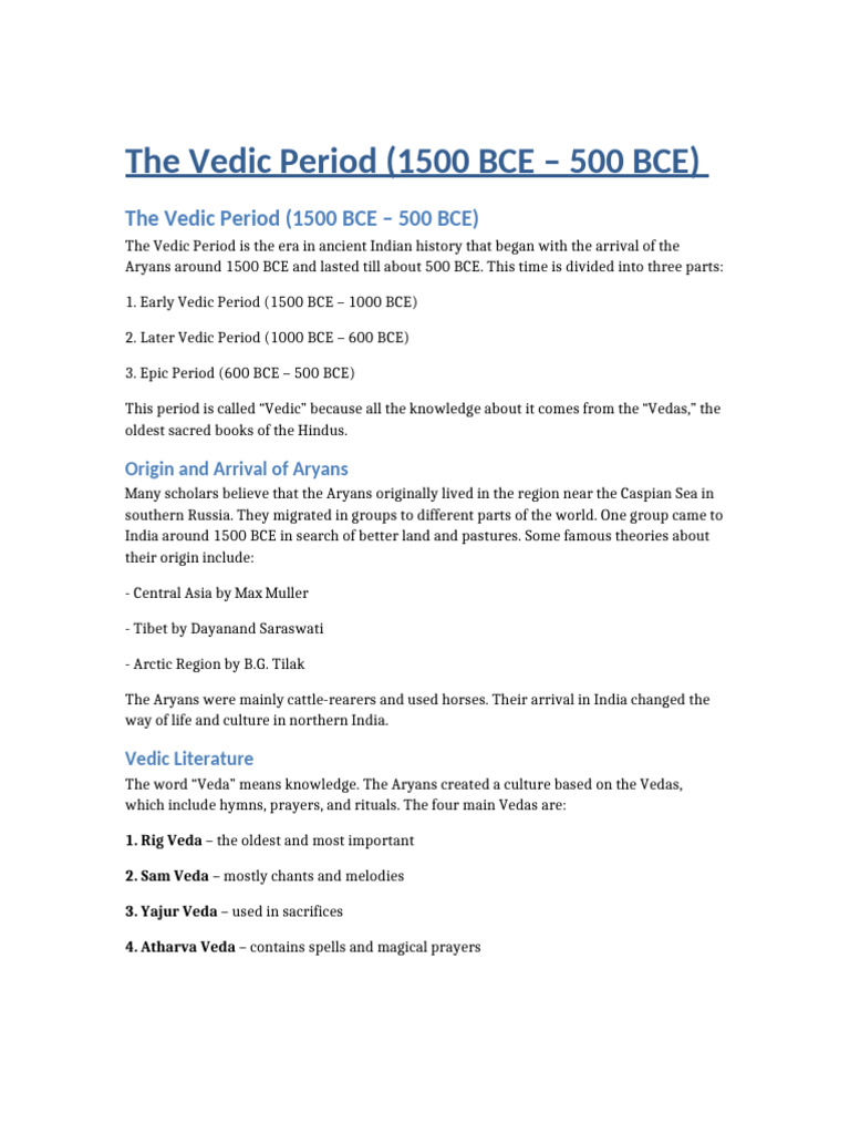Overview of the Vedic Period in India | PDF | Vedas | Hindu Texts