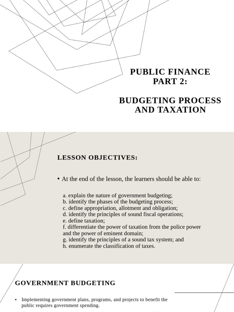 Government Budgeting and Taxation Guide | PDF | Taxes | Budget