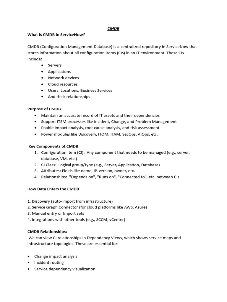 Understanding CMDB Roles and Functions | PDF | Databases | Computer Cluster