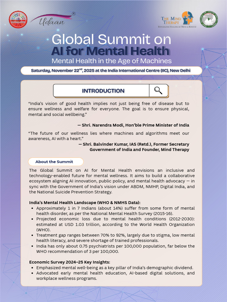 Global Summit on AI for Mental Health | PDF | Mental Health | Psychotherapy